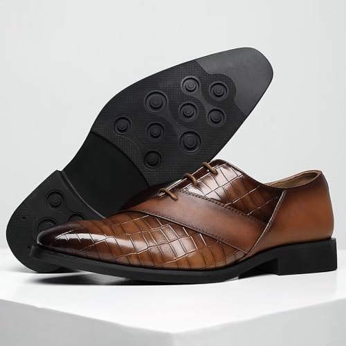 Image of SANNAX Men's Oxfords Formal Lace Up Dress Shoes, Classic Business Casual Leather Shoes for Men