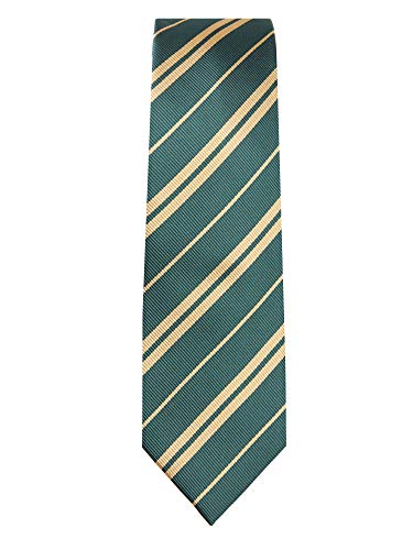 Jacob Alexander Woven Double Stripe Men s Slim Neck Tie - Hunter Green Gold