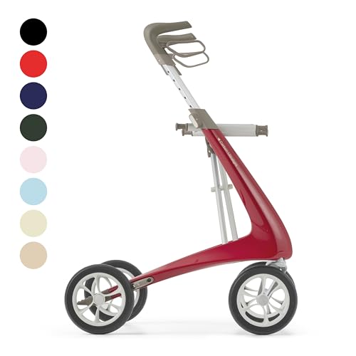 Image of byACRE Carbon Ultralight Rollator - World's Lightest Carbon Rollator - Only 10.6 lbs /for Indoor and Outdoor Use /Foldable and Easy to Travel with (Strawberry Red, Wide Track)