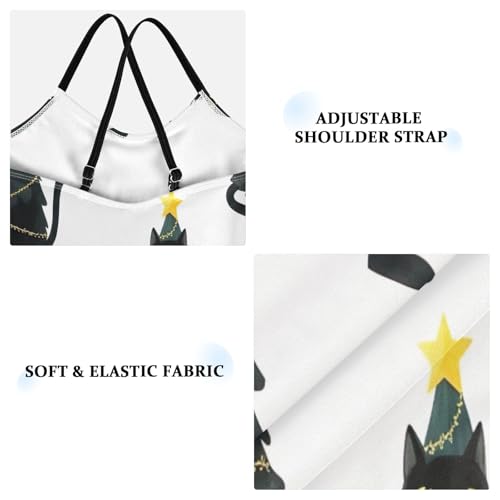 Black Cats Christmas Trees Girls One Piece Swimsuit, Beach Swim Suits Kids 3-10 Y with Adjustable Shoulder Strap, 3-10 Y3