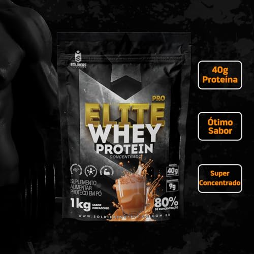 Elite Pro Whey Protein Concentrado 80% - Sabor Moccacino - 1kg - Soldiers Nutrition