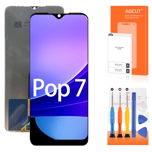 AGCUT for Tecno Pop 7 Screen Replacement for Tecno Pop 7 LCD Display BF6 Touch Screen Digitizer Assembly Repair Parts 6.6
