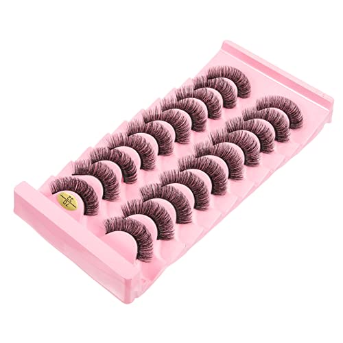 minkissy 10 Pares Pestañas postizas máscara pestañas tenues kit de extensión de pestañas extensiones de pestañas varitas maquillaje makeup pestañas naturales pestañas de chicas fibra Black