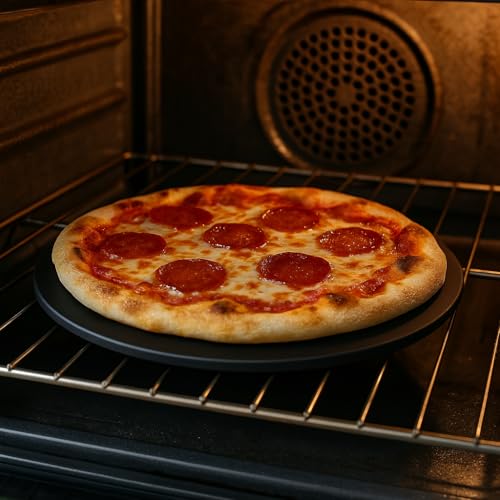 33 cm Pizzastein aus Cordierite schwarz glasiert