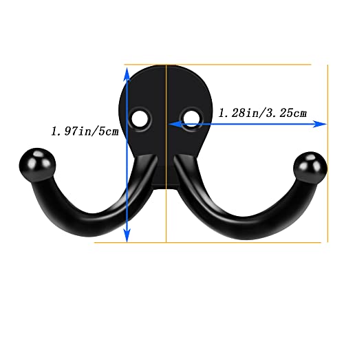 Msbong 10 Pack Coat Hooks ,Wall Hooks For Hanging Coat ,Heavy Duty Double Prong Coat Hooks Wall Mounted With 20 Screws, Black Hooks Indoor And Outdoor Hooks #TOP3