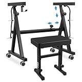 UPELLA Keyboard Piano Stand, Heavy Duty with Wheels and Pads, Z Style Adjustable Portable Keyboard Stand, Fits 54, 61, 88 Key Electric Keyboards Digital Pianos (Piano Stand + Bench)