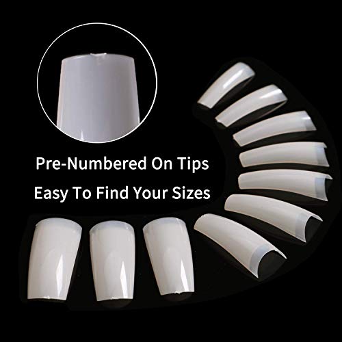 Nagelspitzen, 500pcs natürliche Französisch Nagelspitzen, Acryl Hälfte Abdeckung falsche Nägel Tipps mit Box für… – Bild 5