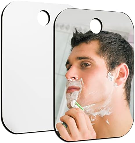 NC Unbreakable Shower Mirror fogless for Shaving,Fog Proof Shave (Medium,2PCS,4"x6"),Shatterproof Travel Makeup Camping Mirrors,Wall Hanging Mirror Bathroom,Portable Lightness Handheld Mirror Locker