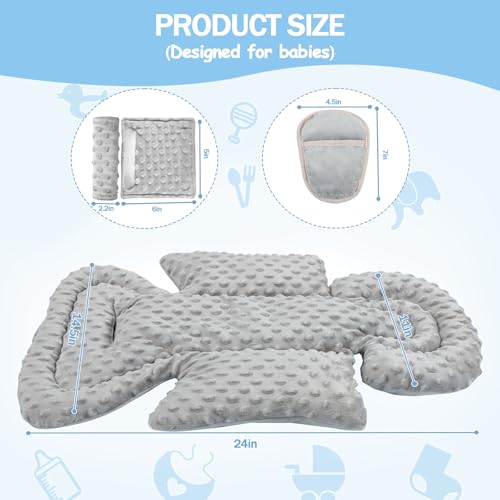 Image of Infant Car Seat Insert Boy Girl, 3 in 1 Newborn Carseat Insert with Strap Pads, Car Seat Head Support for Baby Strollers, Swings, and Bouncers, Comfortable and Machine Washable, Grey