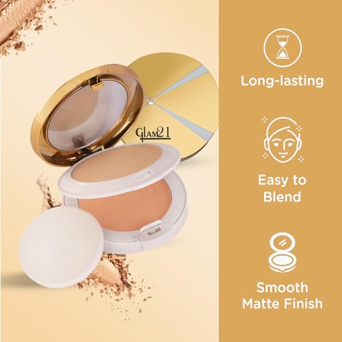 Image of Glam21 Natural Essence Oil-Control 2-in-1 Compact Powder| Long Lasting for Makeup Matte Finish with Vitamin-E| All Skin Type |White Ivory