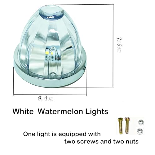 Image of 2PCS White Watermelon Lights, Clear Lens LED Side Marker Turn Signal Lights, Watermelon-Shaped Side Marker Tail Top Cap Roof Lights for Trailer Truck Semi-trailer Heavy-duty Truck Bus Van
