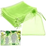 Neiang 果物袋 果物保護バッグ 50枚入 果樹袋 保護ネット 防虫 鳩よけネット 鳥よけ ブドウ用袋 緑 びわ 桃 ぶどう 巾着袋 20cm×30cm