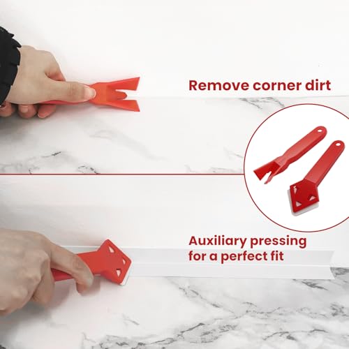 Image of SNAIL GARDEN 1 Roll White Sealant Caulk Strip with 2 Pcs Caulking Tool,Upgraded Non-Trace Caulk Tape,Self Adhesive Caulking Tape for Toilet Base,Bathroom, Bathtub, Kitchen, Wall Floor(3.2Mx3.8CM)