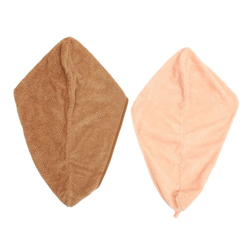 FRCOLOR 2Pcs Fleece Hair Drying Towel Button Closure Hair Wraps for Fast Drying Absorbent Shower Hat for Women Comfortable Stylish Design