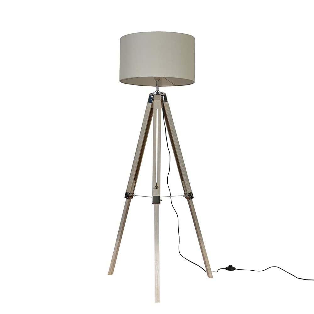 ValueLights Clipper Tripod Floor Lamp Base - Brown Wood/Metal Finish