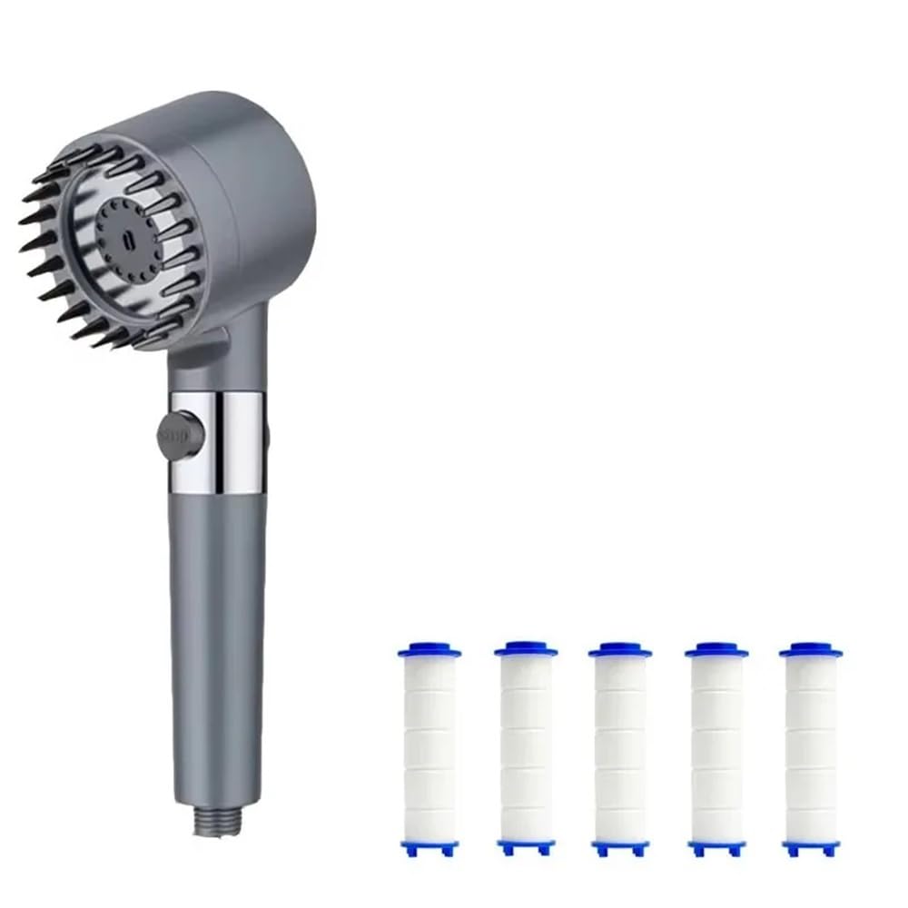 Filtro de ducha para baño, purificador de agua de 4 etapas, cabezal de ducha, ajuste universal para todos los cabezales de ducha, accesorios grises para una experiencia de ducha limpia y saludable