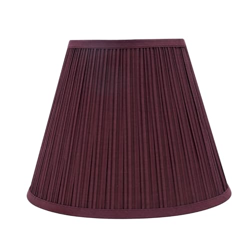 Image of Aspen Creative 33052, Hardback Empire Transitional Spider Lamp Shade, Mushroom Pleated Burgundy, 7 inch Top x 13 inch Bottom x 10 inch Slant