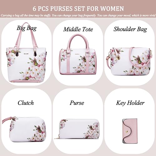 2E-youth Designer Purses and Handbags for Women Satchel Shoulder Bag Tote Top Handle Bag (1H-white flower) by 2E-youth - Used condition - Image 2