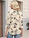 IECCP Womens Summer Tops Dressy Casual Puff 3/4 Sleeve Blouse Ladies V-Neck Henley Shirts Business Work Blouses Womens Tunics (Apricot Black Floral,S)