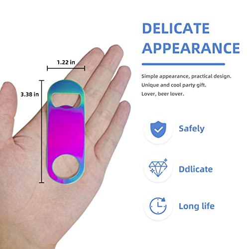 Zoocm Rainbow Color Stainless Steel Flat Bottle Opener, Sturdy And Durable 2 Pcs To Send To Friends, Suitable For Bar Bartender Men Women Kitchen Restaurant Party Supplies (Small) #TOP1