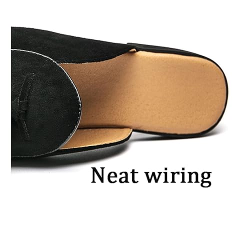 Mens Black Backless Loafers Genuine Leather Mules Shoes2