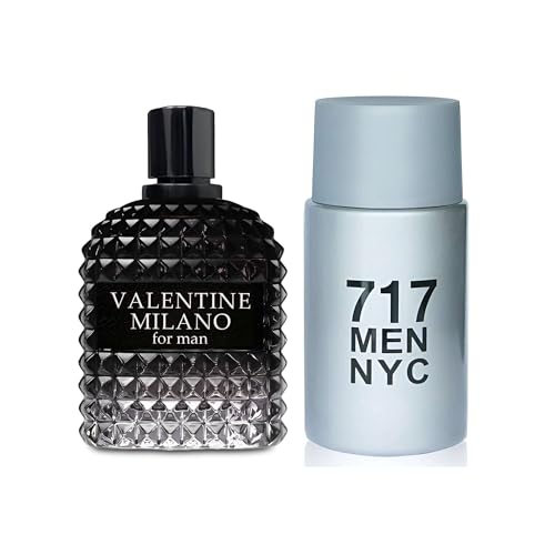 Image of AFLUXE 2PCS Valentine Milano /717 NYC Eau De Toilette for Men-Fresh,Romantic Scent Perfume for Men 3.4 Fl Oz Each Mens Cologne For All Skin Daily Used