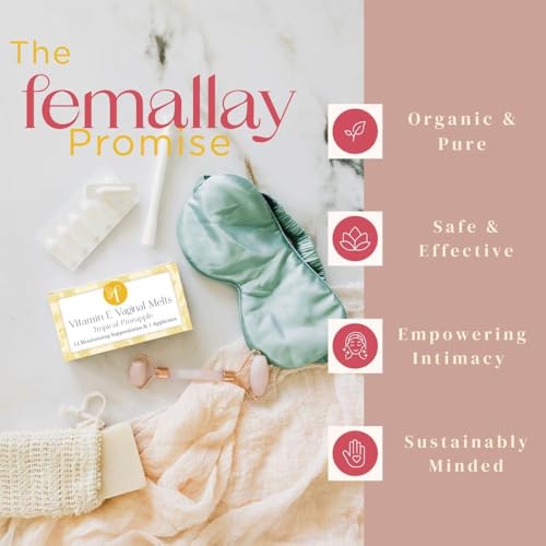 Image of Femallay Organic Vitamin E Vaginal Melts - Tropical Pineapple - 1-pack | Feminine Moisturizing Support for Gentle Daily Vaginal Hydration & Comfort, with Natural Ingredients that Sooth and Refresh