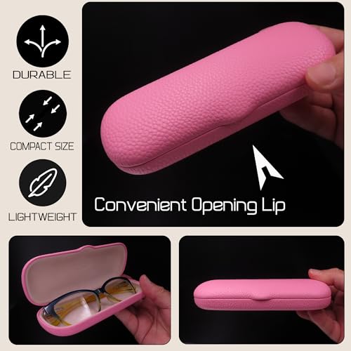 Image of MyEyeglassCase Men Small Glasses case - Eyeglasses Hard Shell Holder Pouch & Cloth-Reading Slim & Narrow Case Heavy Duty