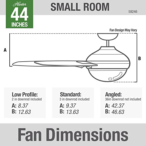 Image of Hunter Dempsey, Indoor, Ceiling Fan, Modern, 4 Blades, 44 inch, Fresh White