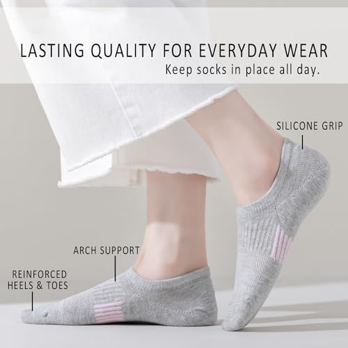 Image of EPEIUS Thick No Show Socks for Women Athletic Ankle Socks Cushioned Running Low Cut Non Slip Footies 3 /6 Pairs