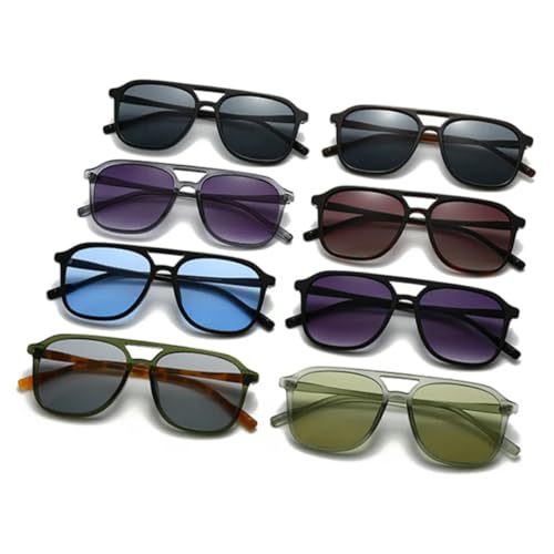 Lunettes de soleil tendance dégradé bleu vert avec double pont métallique - 2