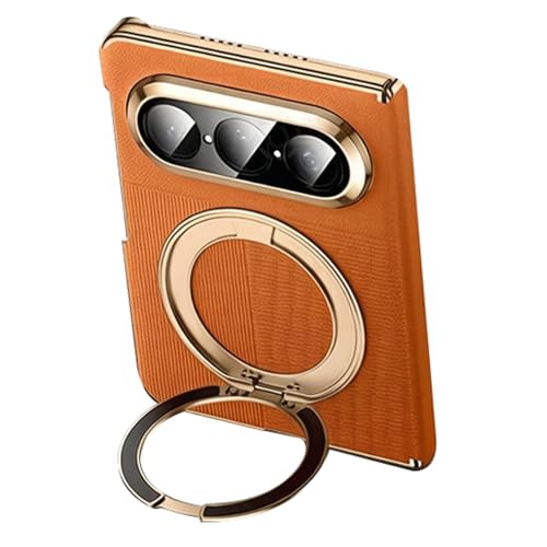 Étui Huawei Pura X Max en cuir orange avec protection antichoc intégrale à rabat et anneau