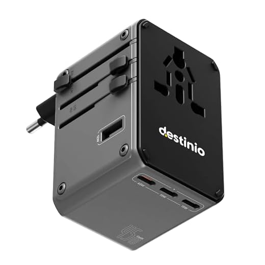 Destinio Universal Travel Adapter- 6-in-1 Fast (35W) Charging with PD, Type C & 3 USB Ports Universal Charger, International Travel Adapter, All-in-One Plug, Socket Adaptor for US, UK & Europe
