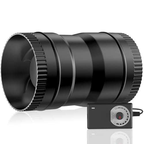 Hon&Guan Ventilador de tubo regulable de 75 mm, 204 m³/h, con enchufe, para invernadero, color negro