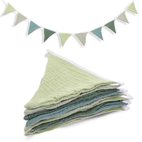 Cobee Guirnalda de Banderines para Habitación Infantil - 286 cm, Decoración de Habitación de Bebé, Tela de Muselina, Algodón, Guirnalda de Cumpleaños