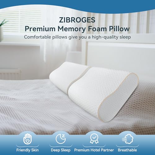 Sandwich Memory Foam Pillow for Sleeping - Ergonomic Cervical Cooling Pillows Queen Size, Adjustable Contour Pillow for Neck, Bed Pillow for Side, Back & Stomach Sleepers