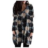 SEWORLD 2020 Halloween Damen Laterne Ghost Pumpkin Langarm Kleid Druck Sweater Bekleidung Damen Große Größen mit Wasserfall Saum Hässlicher Pulli