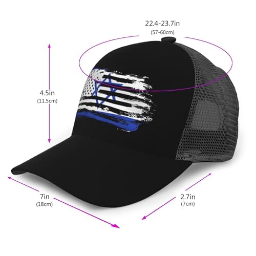 Israel American Flag- Mesh Baseball Cap - Classic Adjustable Peak Cap, Trucker Hat for Men & Women3