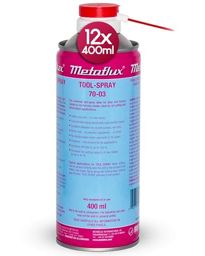 MetaFlux Cutting Oil for Drilling Metal, Stainless Steel, Copper, Aluminum &ndash; Heavy Duty Cutting Fluid Spray for Tapping, Threading, and Milling &ndash; Drill Lubricant and Cooling Foam Pack of 12 (400 ml)