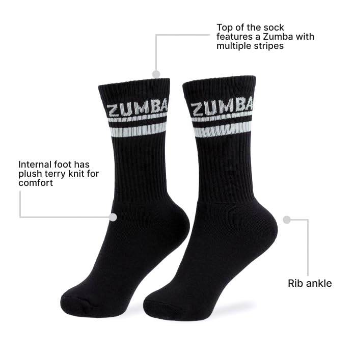 Image of ZUMBA Crew Socks Women - Core Plush High Style Calf Socks for Women, Everyday Comfort 1 Pair