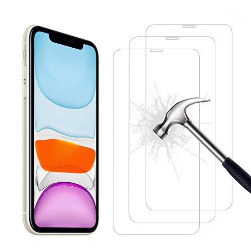 AhaSky Protector de Pantalla para iPhone 11 Cristal Templado, Resistente a Arañazos Vidrio Templado Cristal Templado, 2.5d Borde Redondo/9H Dureza/Alta Definicion - 3 Piezas Protector para iPhone 11