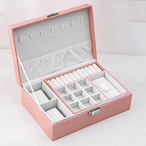 Boîte de montre porte-collier rose et organisateur bijoux multicouche YZCIS en PU