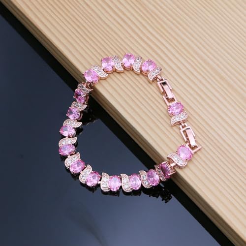 Image of LMXXVJ Fashion Tennis Bracelet Created Emerald White Gold Plated Charm Bracelet Gifts Jewelry for Women