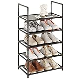 Vockot 5 Tier Stackable Small Shoe Rack，Narrow Sturdy Shoe Shelf Organizer, Non-Woven Fabric Metal