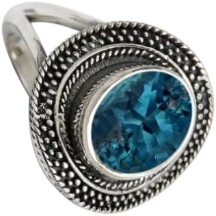 SILVERNROCK London Blue Topaz Lab Grown Gemstone Silver plat
