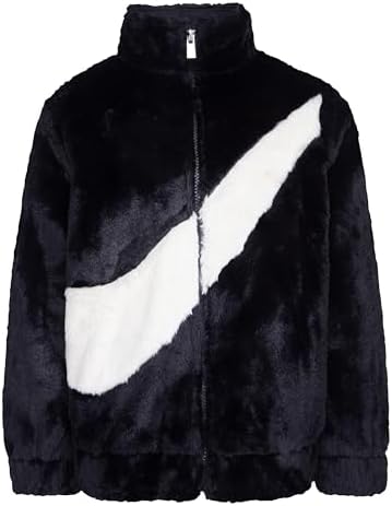 nike black faux fur jacket