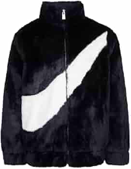 nike swoosh faux fur jacket