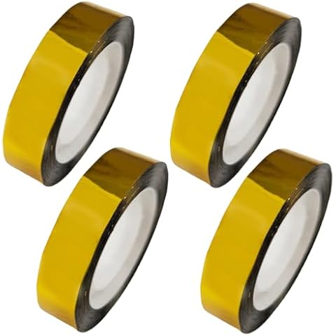 VSHZXFH 24 Rolls Gold Metallic Washi Mirror Tape DIY Gold Graphic Art Tape Self Adhesive Metalized Polyester Film Decor Tape for Crafts Wall Wardrobe Bathroom Decoration Gift Wrapping Cover