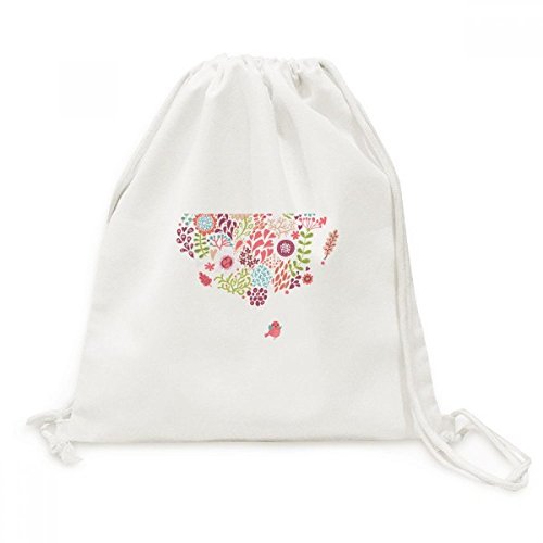 Sac cordon en toile plantes et oiseaux pour voyage et shopping quotidien