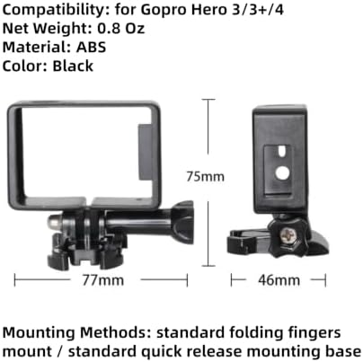 Frame Cage for Gopro Hero 3/3+/4 Camera, Durable Housing Cage with Quick Release Mount Tripod Adapter and Long Screw, Lightweight Protective Frame for Gopro Hero 3/3+/4 Black Silver Cameras - 4